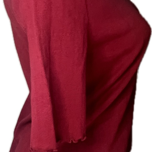 GAP NWT Pointelle Mockneck L Garnet Burgundy Top Lettuce Edge - Picture 4 of 6